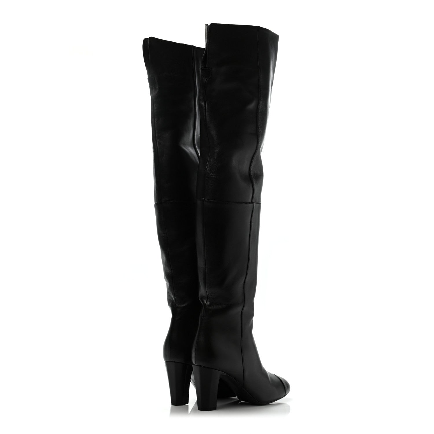 Chanel Calfskin CC Knee High Boots 38.5 Black 4 of 10