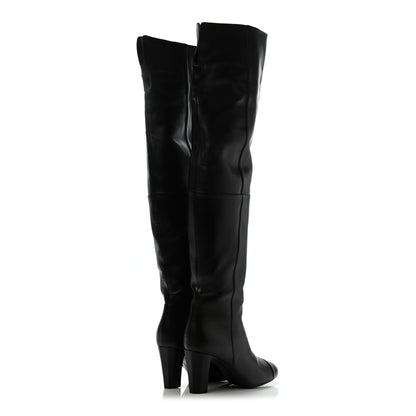 Chanel Calfskin CC Knee High Boots 38.5 Black 4 of 10