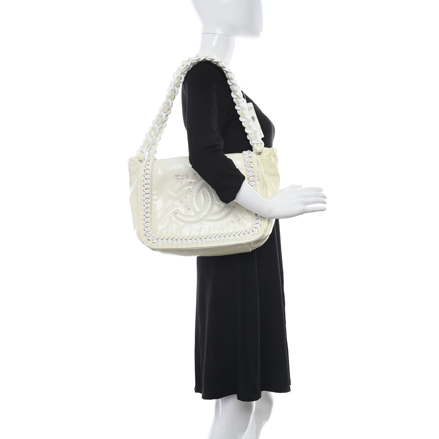 Chanel Crinkled Patent Modern Chain Flap White 2 of 13