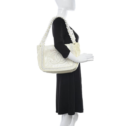 Chanel Crinkled Patent Modern Chain Flap White 2 of 13
