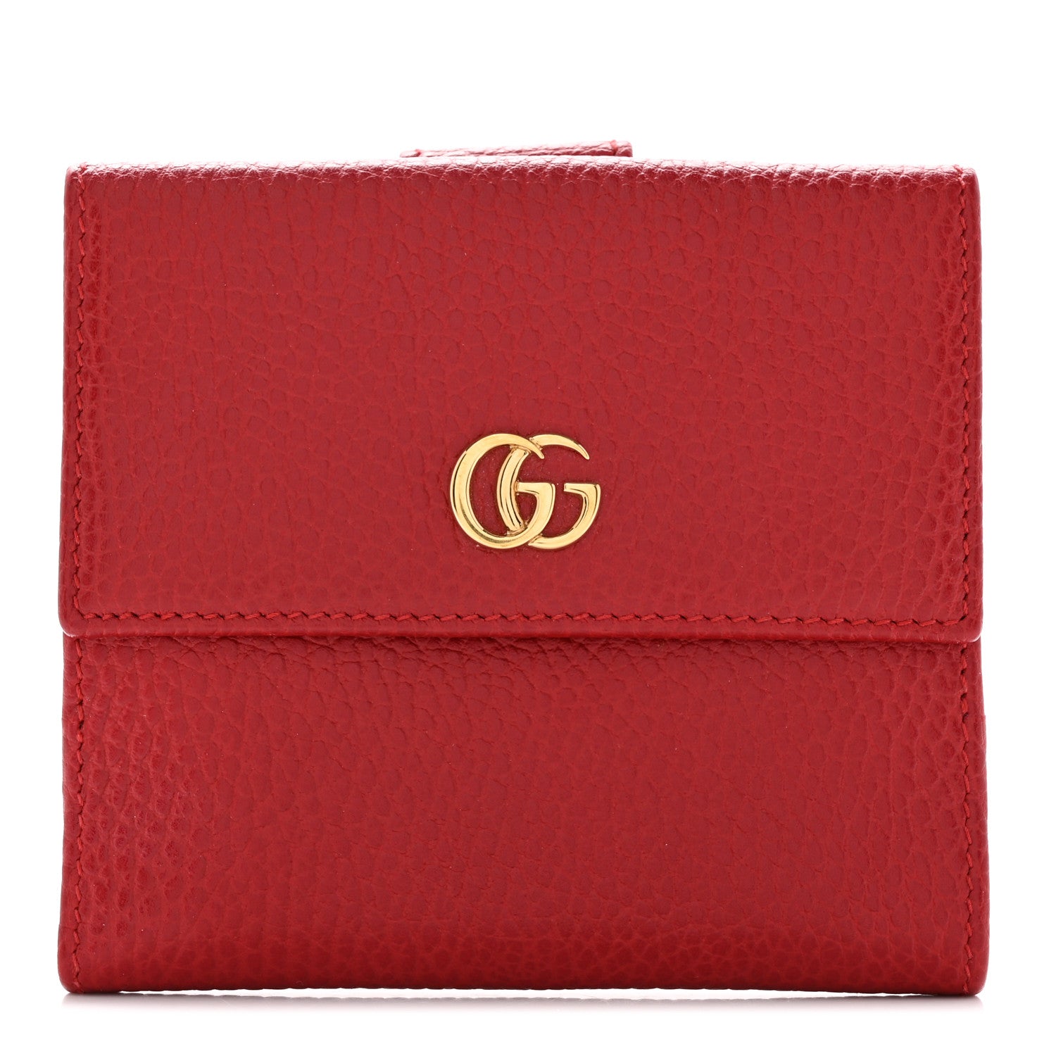 Gucci Dollar Calfskin Double G French Flap Wallet Hibiscus Red 1 of 9