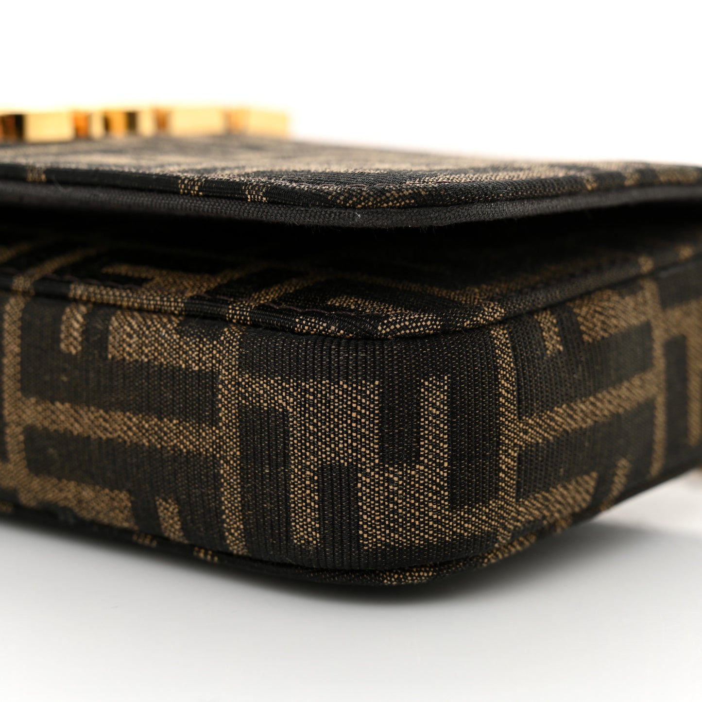 Fabric Jacquard Vitello Grace FF 1974 Fendigraphy Wallet On Chain Tobacco Moro Ebano