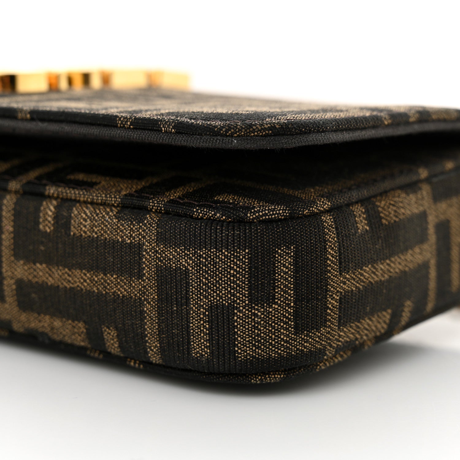 Fendi Fabric Jacquard Vitello Grace FF 1974 Fendigraphy Wallet On Chain Tobacco Moro Ebano 10 of 11