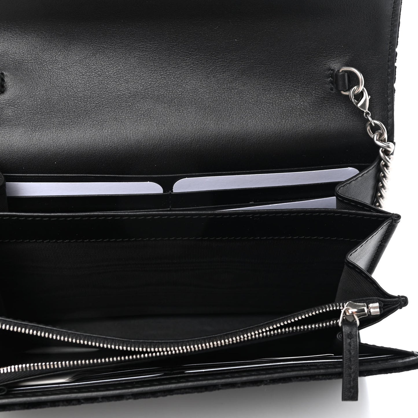 Velvet GG Monogram Mini Dionysus Chain Wallet Black
