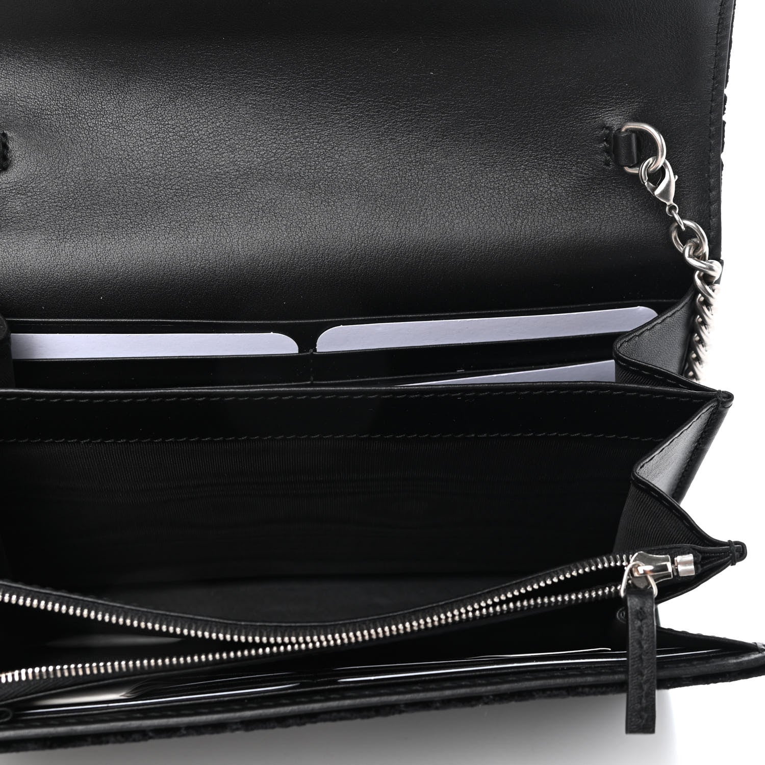 Gucci Velvet GG Monogram Mini Dionysus Chain Wallet Black 5 of 8