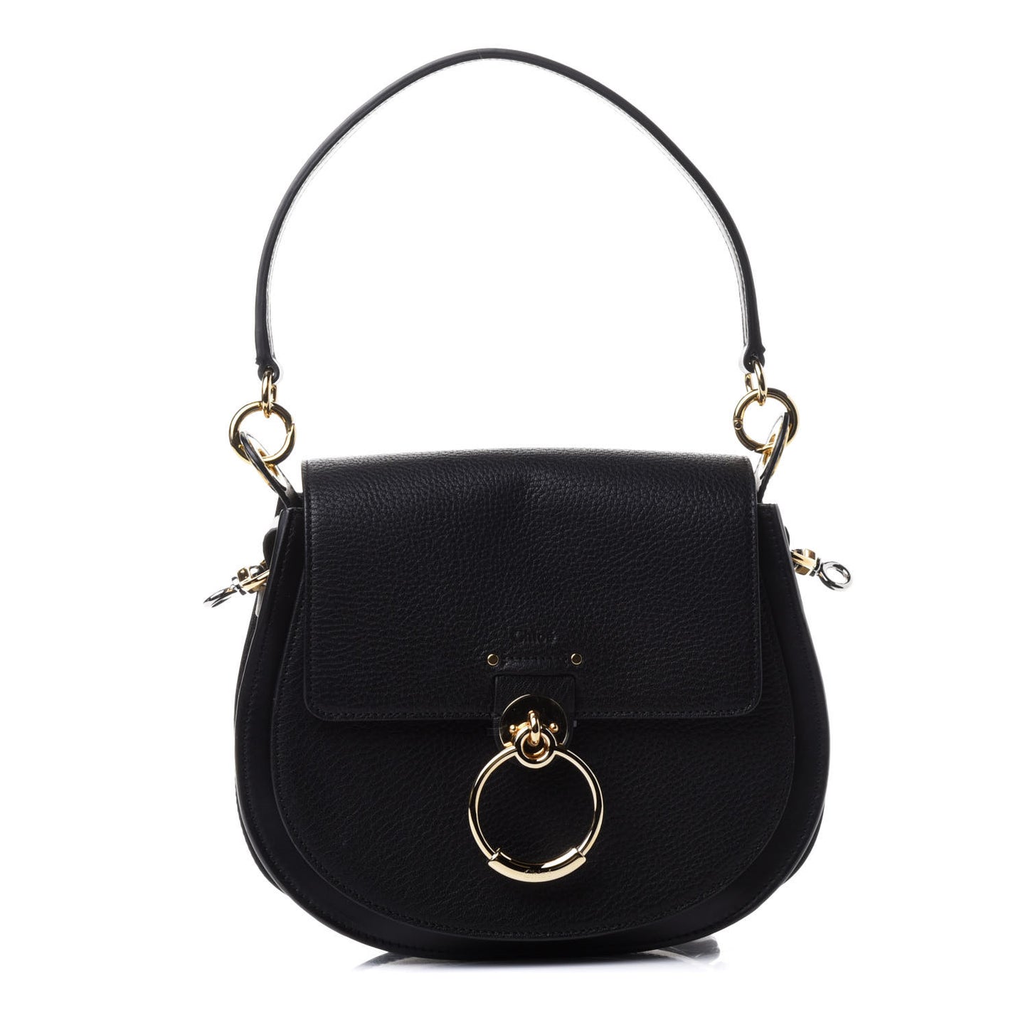 Grained Calfskin Large Tess Bag Black
