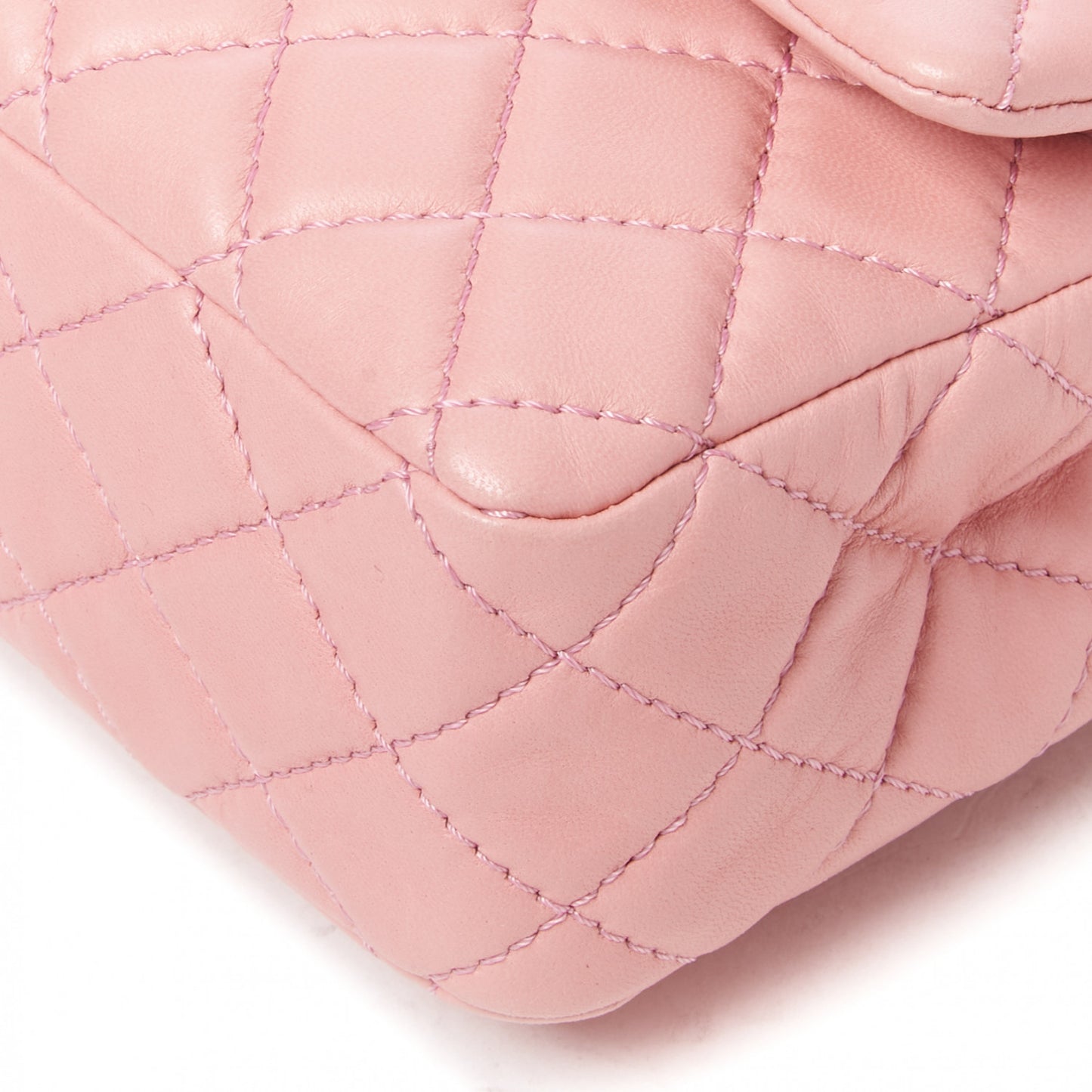 Lambskin Quilted Medium Double Flap Light Pink