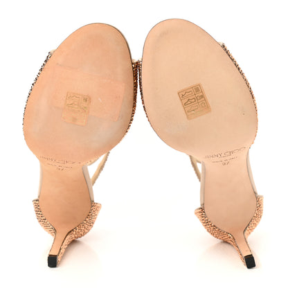 Jimmy Choo Satin Crystal Lane 85 Sandals 37 Rose Gold 5 of 8