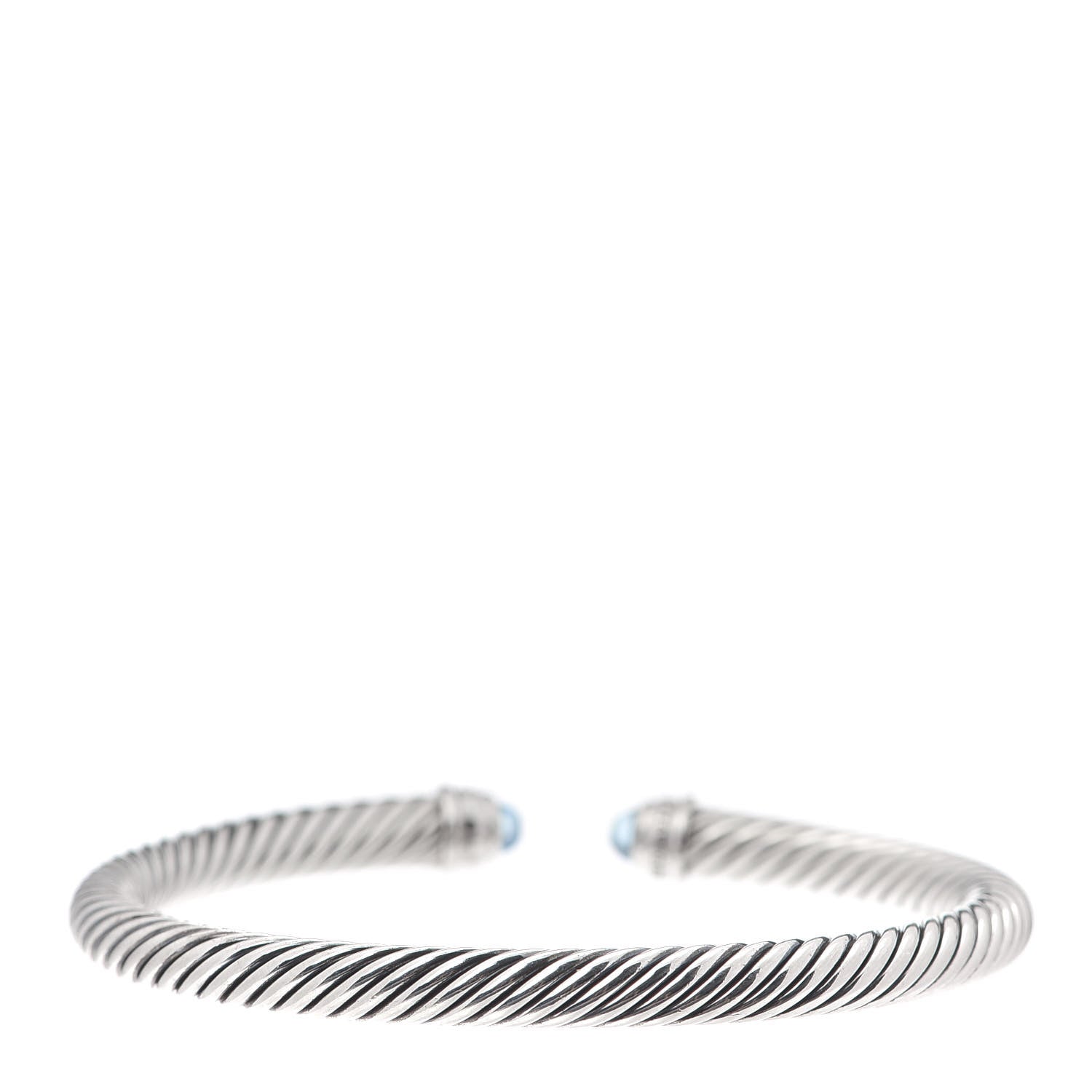 David Yurman Sterling Silver Diamond Blue Topaz 5mm Cable Classics Bracelet 3 of 4