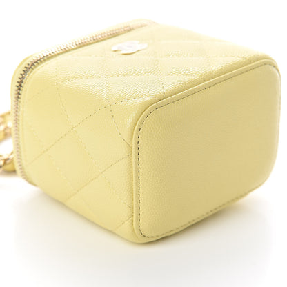 Chanel Caviar Quilted Mini Vanity Case With Chain Yellow 8 of 10