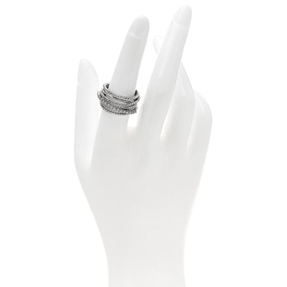David Yurman Sterling Silver Diamond 11mm Wide Crossover Cable Ring 54 7 2 of 4