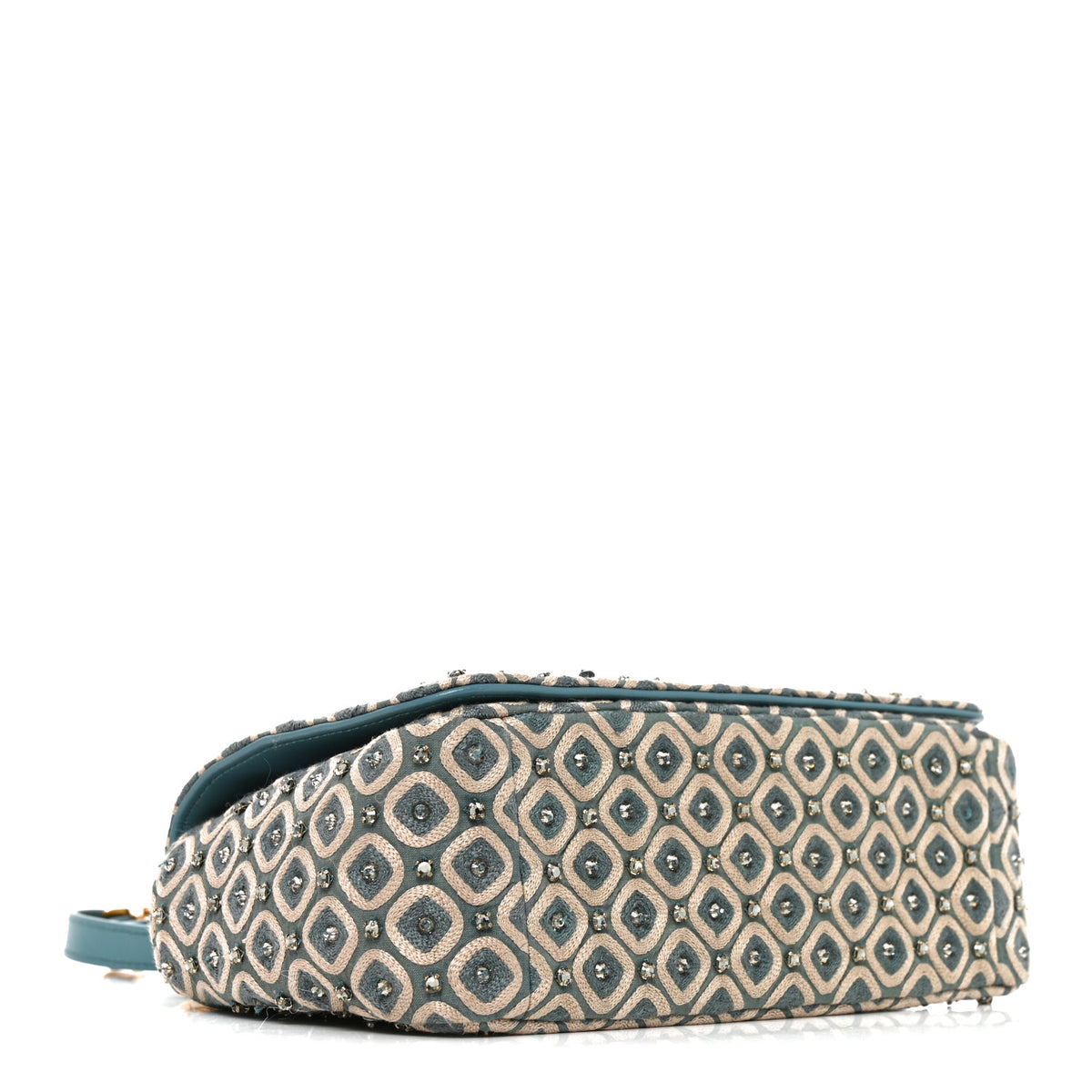 Christian Dior Calfskin Strass Embroidered Small Caro Bag Blue 4 of 11