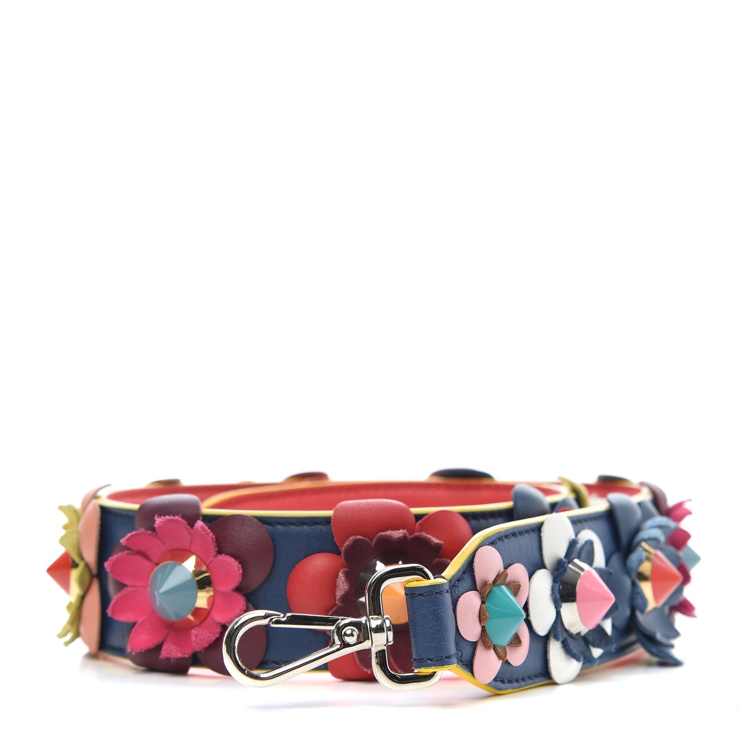 Fendi Vitello Dolce Flowerland Studded Strap You Blue Corallo Multicolor 1 of 4