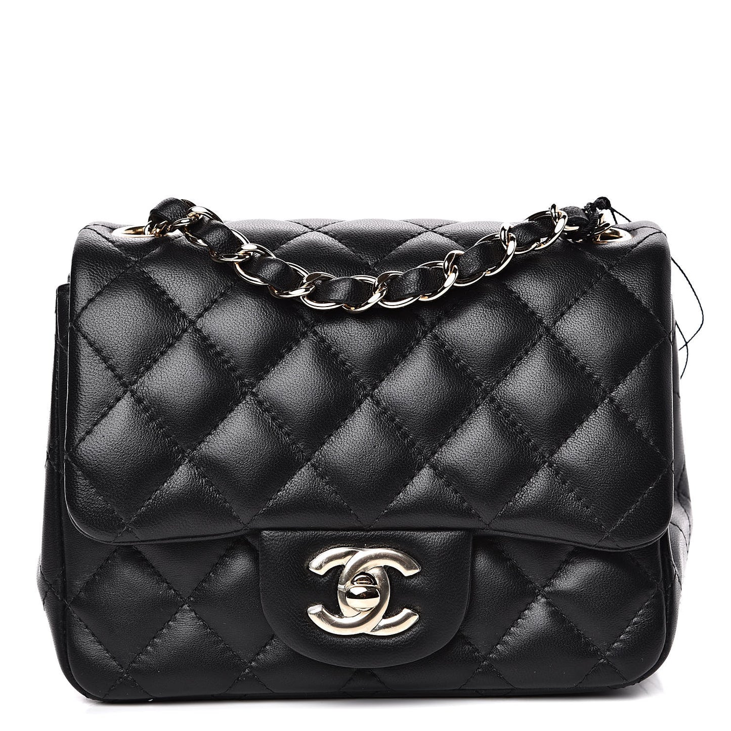 Lambskin Quilted Mini Square Flap Black