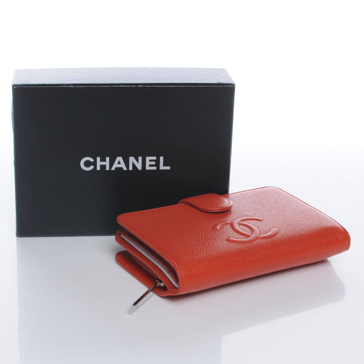 Chanel Caviar CC French Wallet Orange 4 of 9