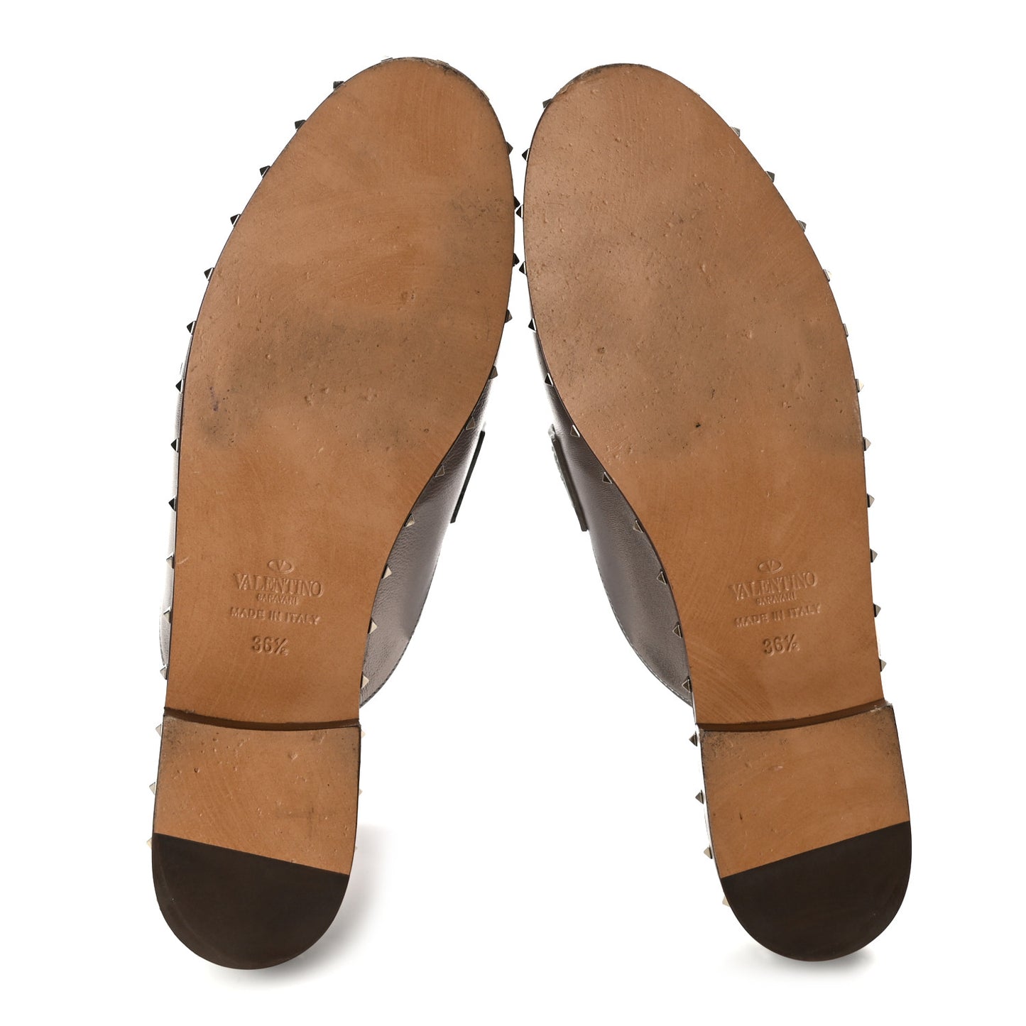 Metallic Lambskin Soul Rockstud Flat Mules 36.5 Silver
