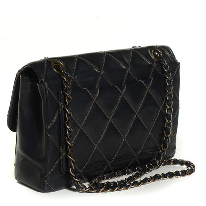 Chanel Calfskin Quilted Contrast Stitch Medium Flap Black 3 of 9