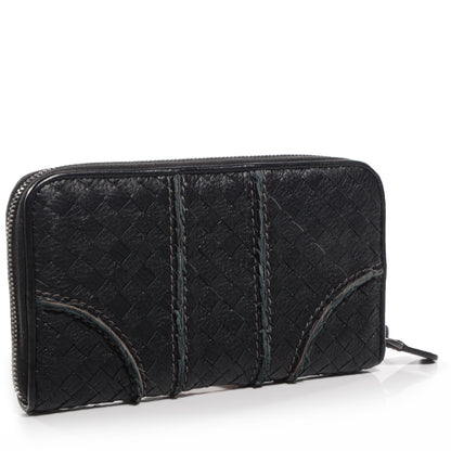 Bottega Veneta Vivo Cervo Intreccio Zip Around Wallet Nero Black 3 of 8