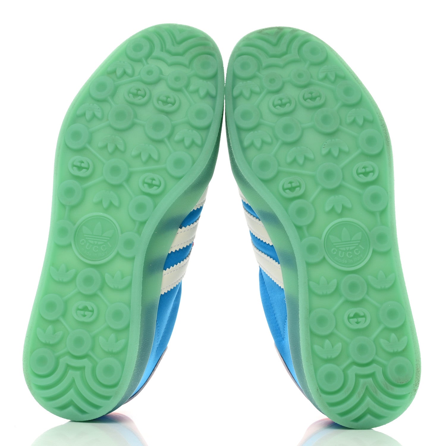 Gucci X ADIDAS Silk Duchesse Demetra Rubber Womens Gazelle Sneakers 5.5 Jade Capri Avio Off White 5 of 9