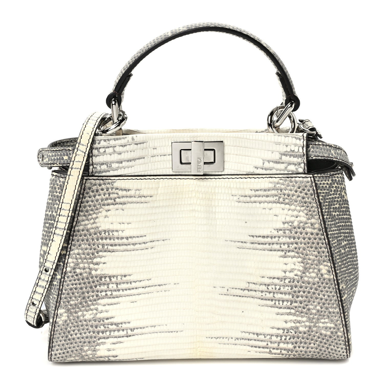 Fendi Lizard Togo Shiny Nappa Mini Peekaboo Iconic Satchel Roccia 1 of 8