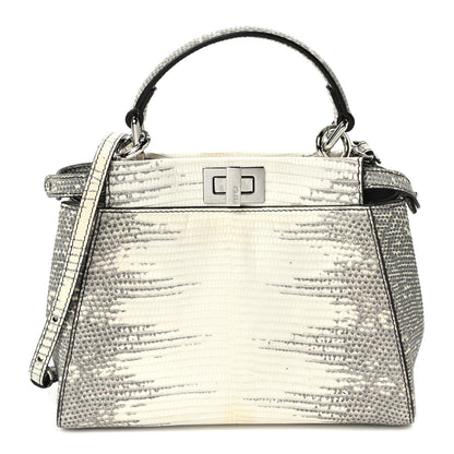 Fendi Lizard Togo Shiny Nappa Mini Peekaboo Iconic Satchel Roccia 1 of 8