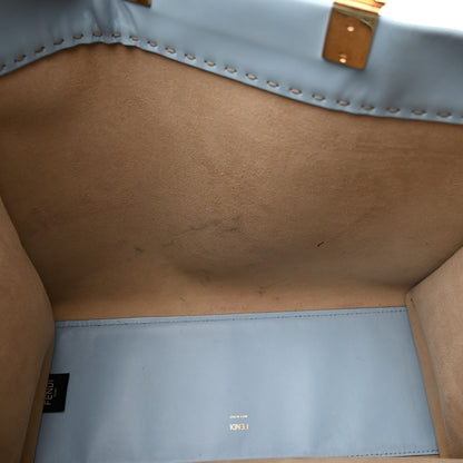 Fendi Vitello King Plexiglass Logo Embossed Medium Fendi Sunshine Shopper Tote Azzurro Baby 12 of 17