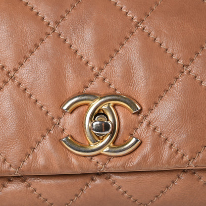 Chanel Calfskin Quilted Retro Chain Accordion Flap Dark Beige 20 of 22