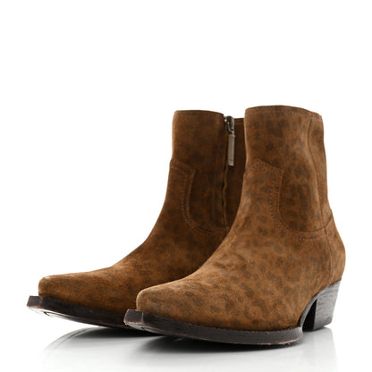 Saint Laurent Suede Leopard Lukas Zip Boots 36.5 Land 3 of 9
