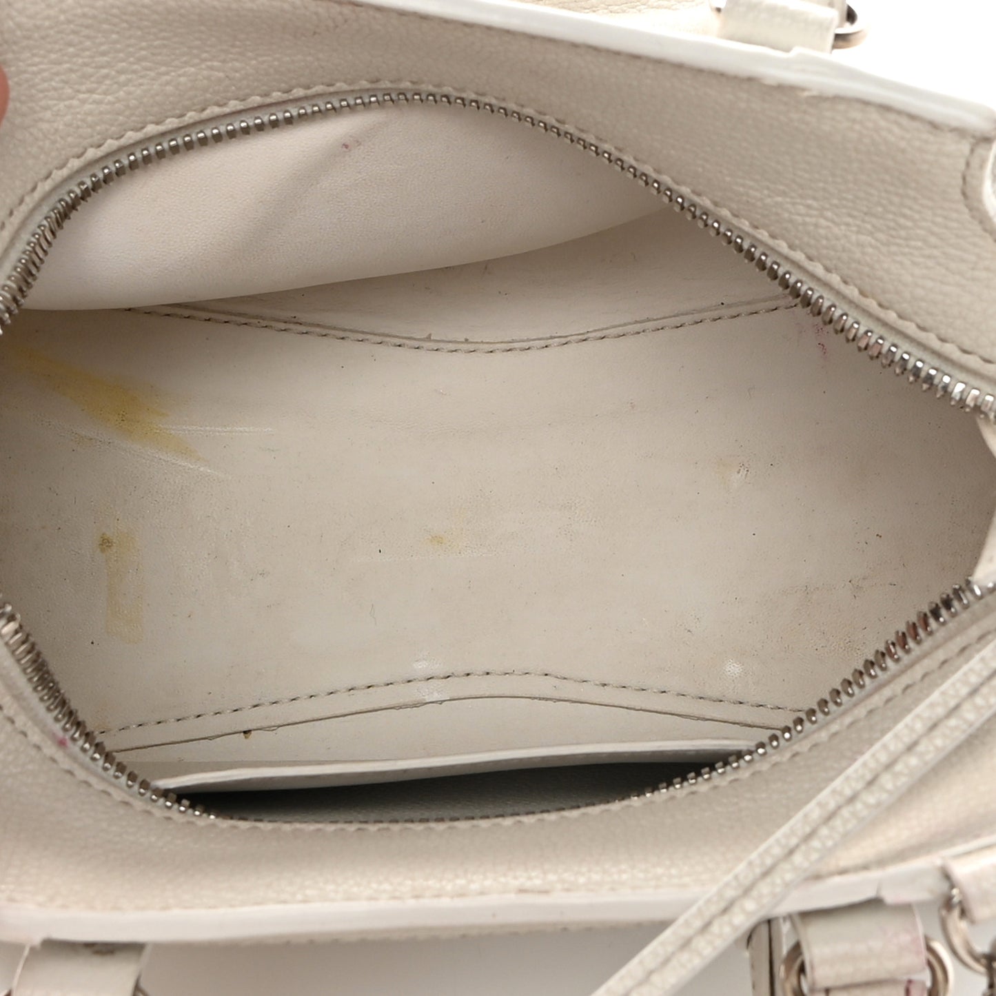 Grained Calfskin Neo Classic Silver Hardware Mini City White