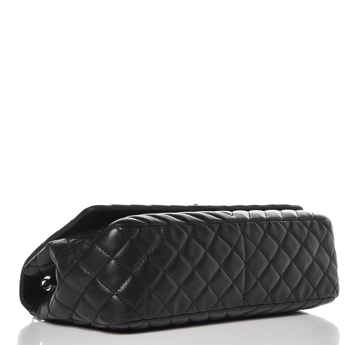 Lambskin Chevron Quilted Large Surpique Flap Black