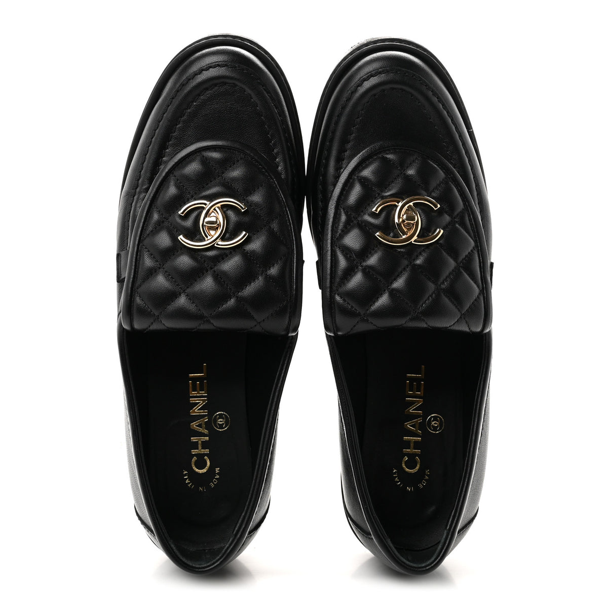 Lambskin Quilted CC Turnlock Loafers 40 Black