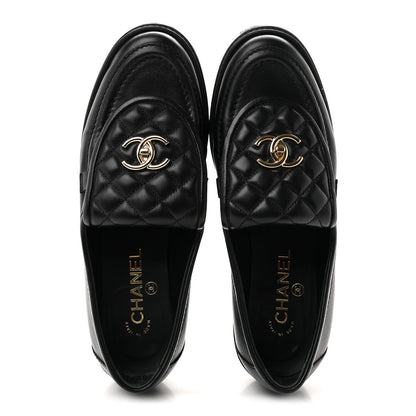 Chanel Lambskin Quilted CC Turnlock Loafers 40 Black 2 of 9