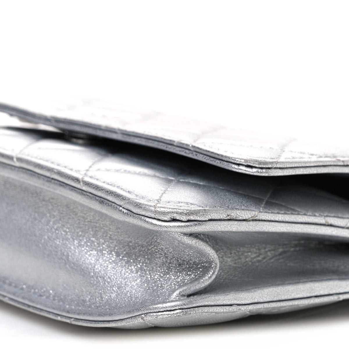 Chanel Metallic Lambskin Quilted Wallet On Chain WOC Silver 10 of 11