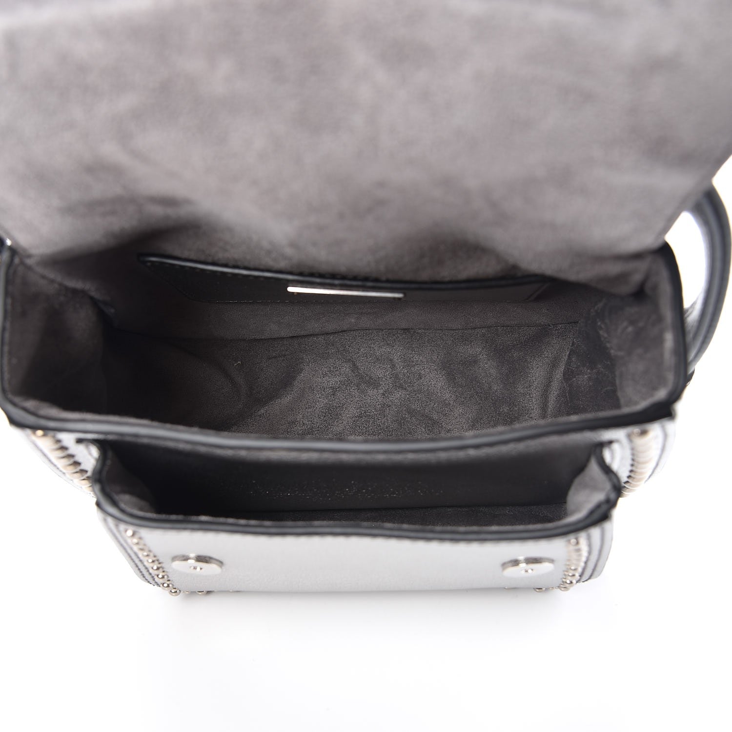 Miu Miu Metallic Goatskin Madras Stud Embellished Buckle Dahlia Shoulder Bag Chrome 5 of 8