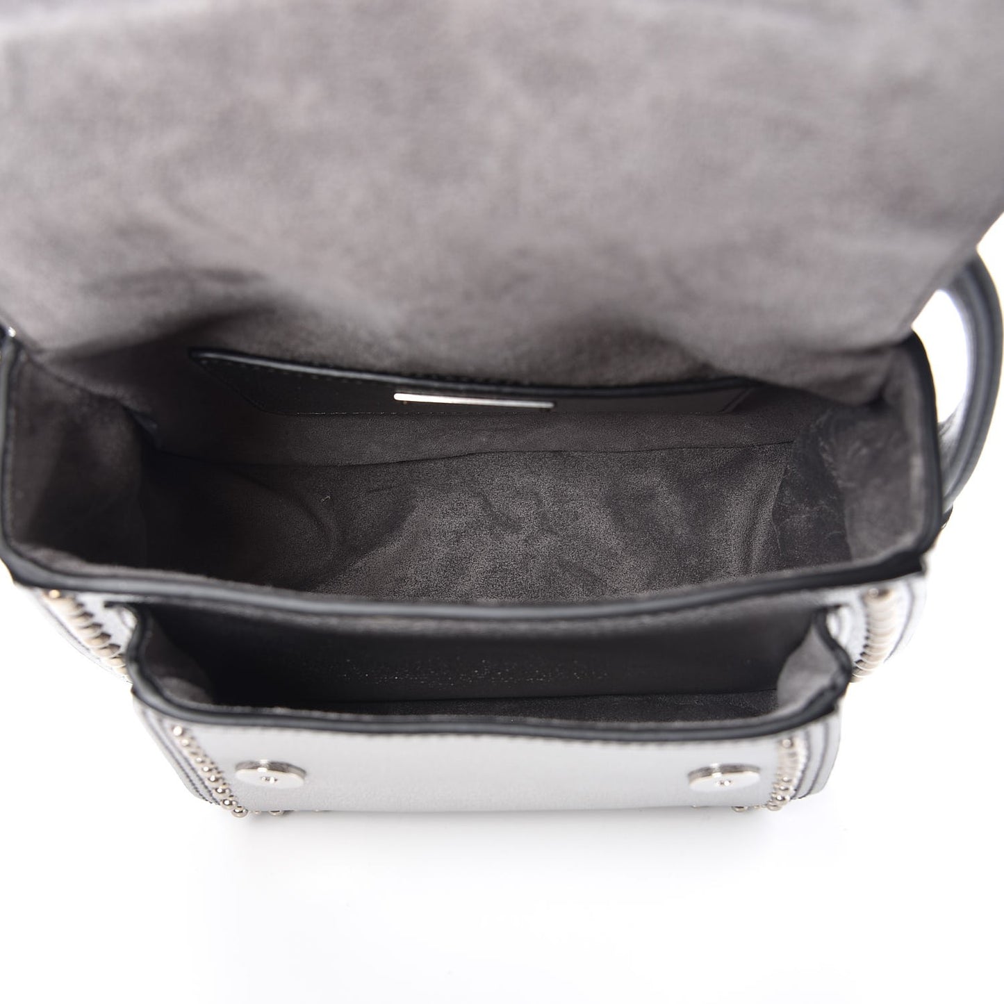 Metallic Goatskin Madras Stud Embellished Buckle Dahlia Shoulder Bag Chrome