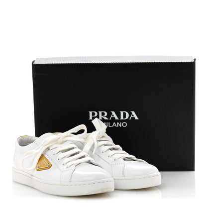 Prada Spazzolato Rois Metal Triangle Logo 25mm Sneakers 39.5 White Soleil 12 of 12