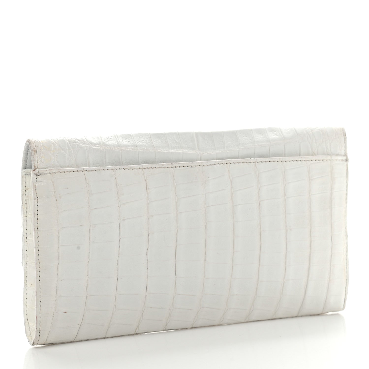 Nancy Gonzalez Crocodile Foldover Clutch White 2 of 13