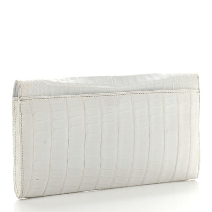 Nancy Gonzalez Crocodile Foldover Clutch White 2 of 13