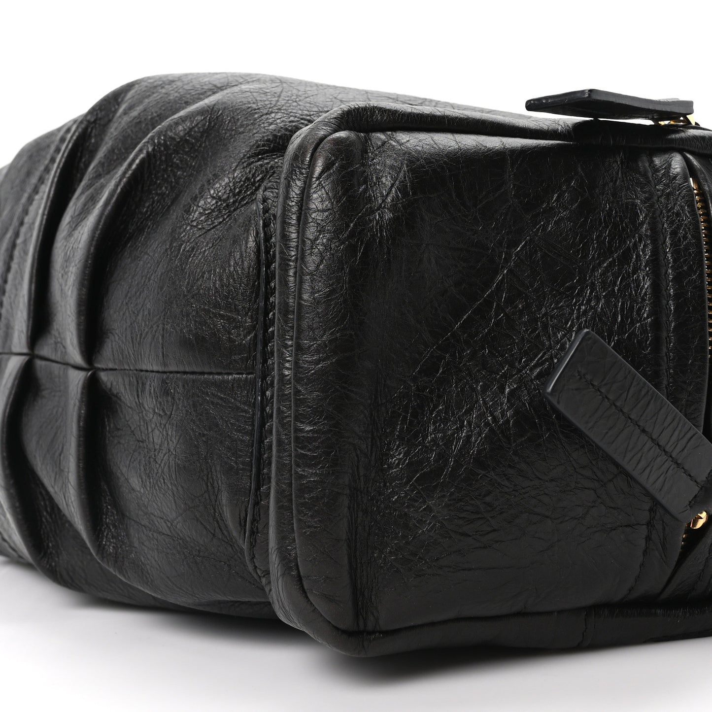 Crinkled Calfskin Large Grand Tour Multipocket Bag Black