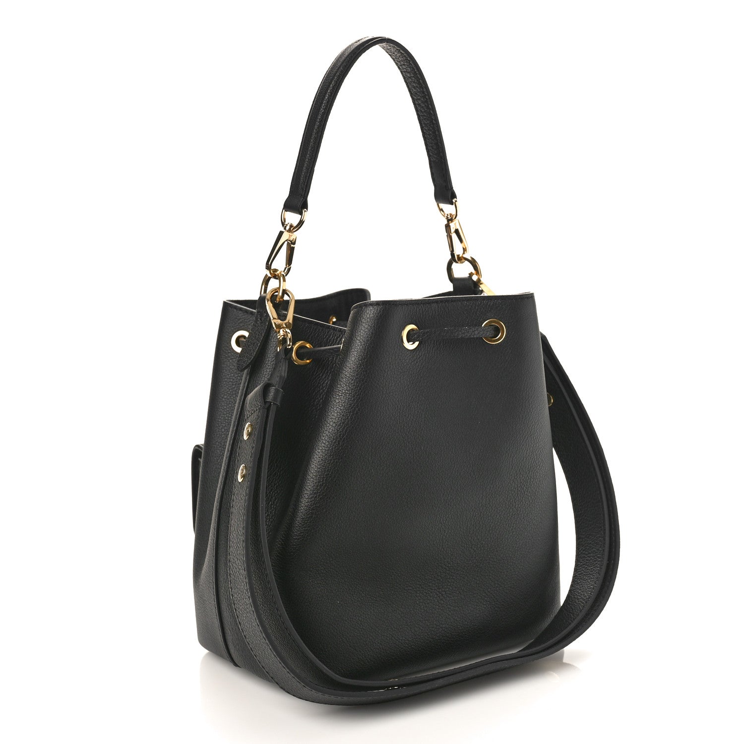 Louis Vuitton Calfskin Lockme Bucket MM Black 3 of 8