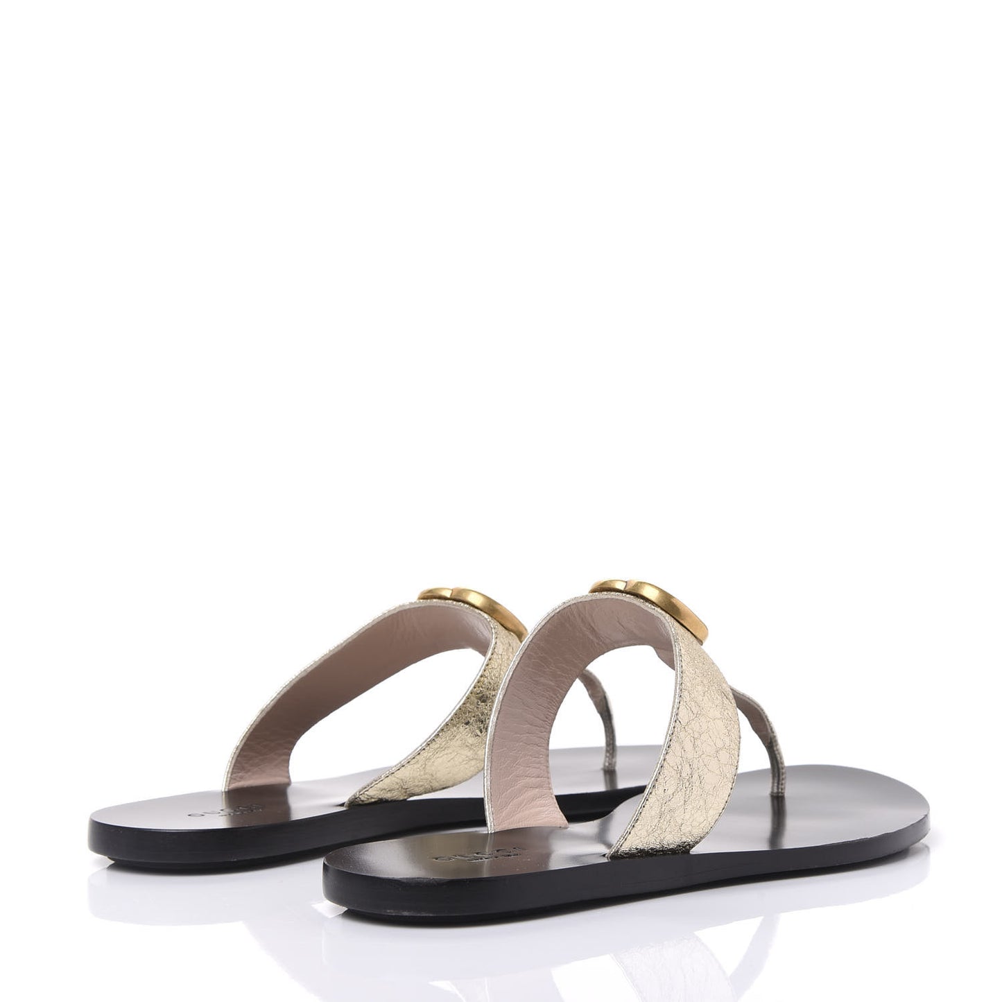 Nappa Silk Galassia GG Marmont Thong Flat Sandals 37 Platino