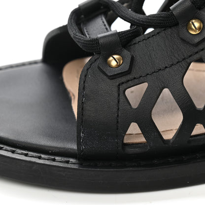 Christian Dior Matte Calfskin D-Trap Sandals 35.5 Black 8 of 10