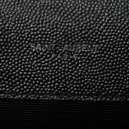 Saint Laurent Grain De Poudre Textured Mixed Matelasse Triquilt Medium Monogram Monochrome Satchel Black 6 of 11