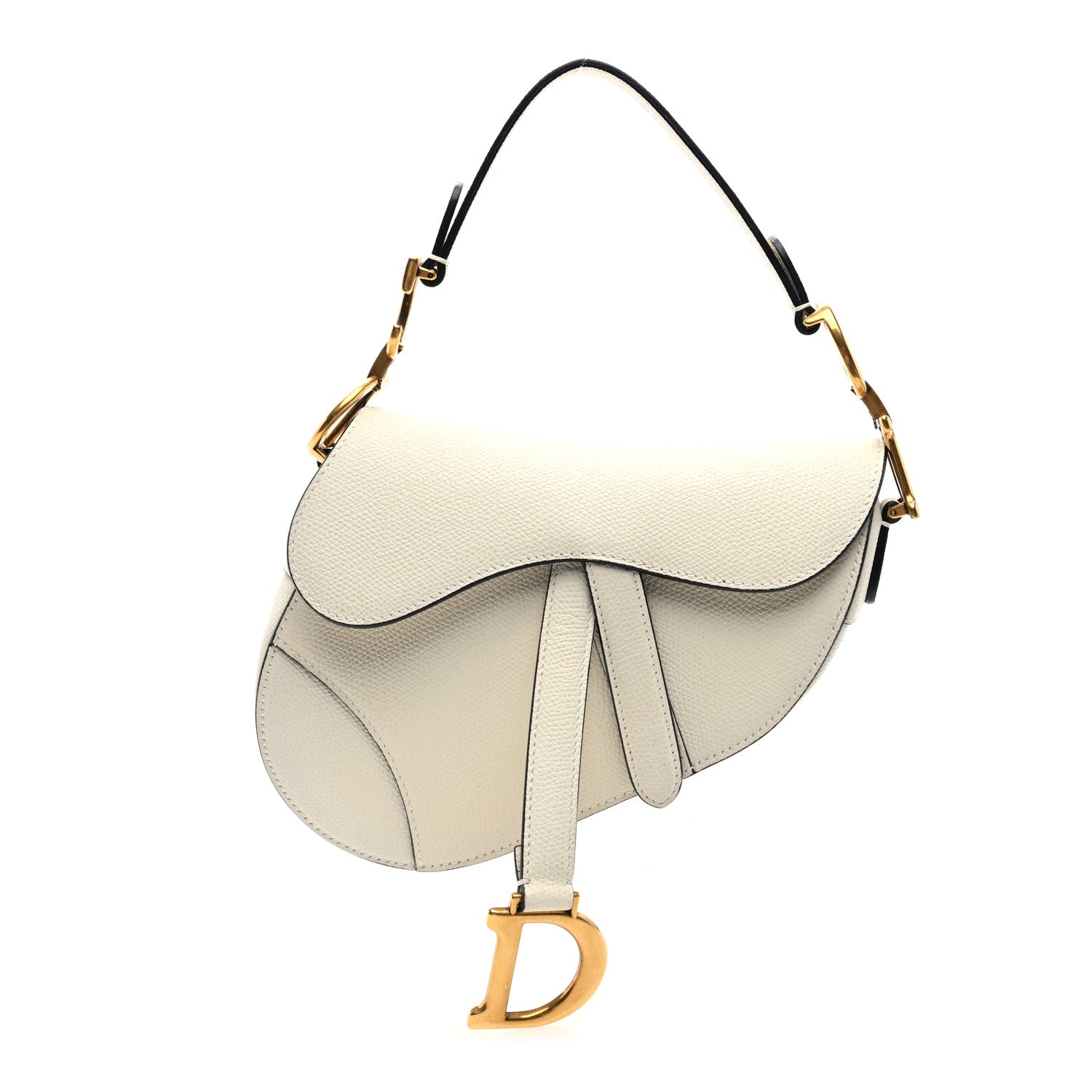 Christian Dior Grained Calfskin Mini Saddle Bag White 1 of 10