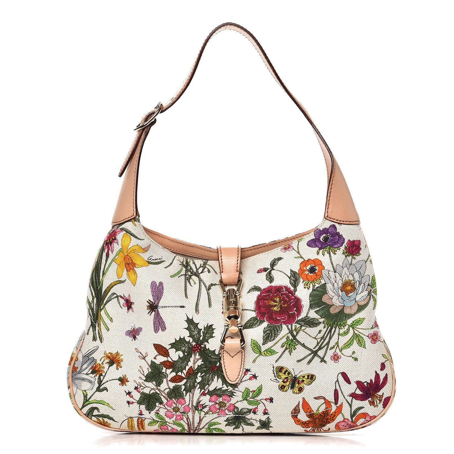 Gucci Canvas Floral Flora Small Jackie O Hobo White 1 of 7