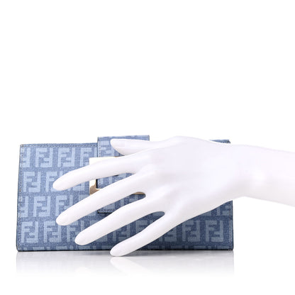 Fendi Zucchino Spalmati Forever Continental Wallet Celeste 2 of 9