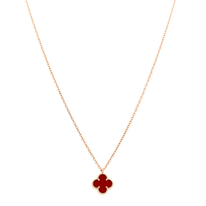Van Cleef & Arpels 18K Rose Gold Carnelian Sweet Alhambra Pendant Necklace 1 of 4