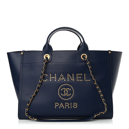 Chanel Caviar Medium Studded Deauville Tote Blue 1 of 12