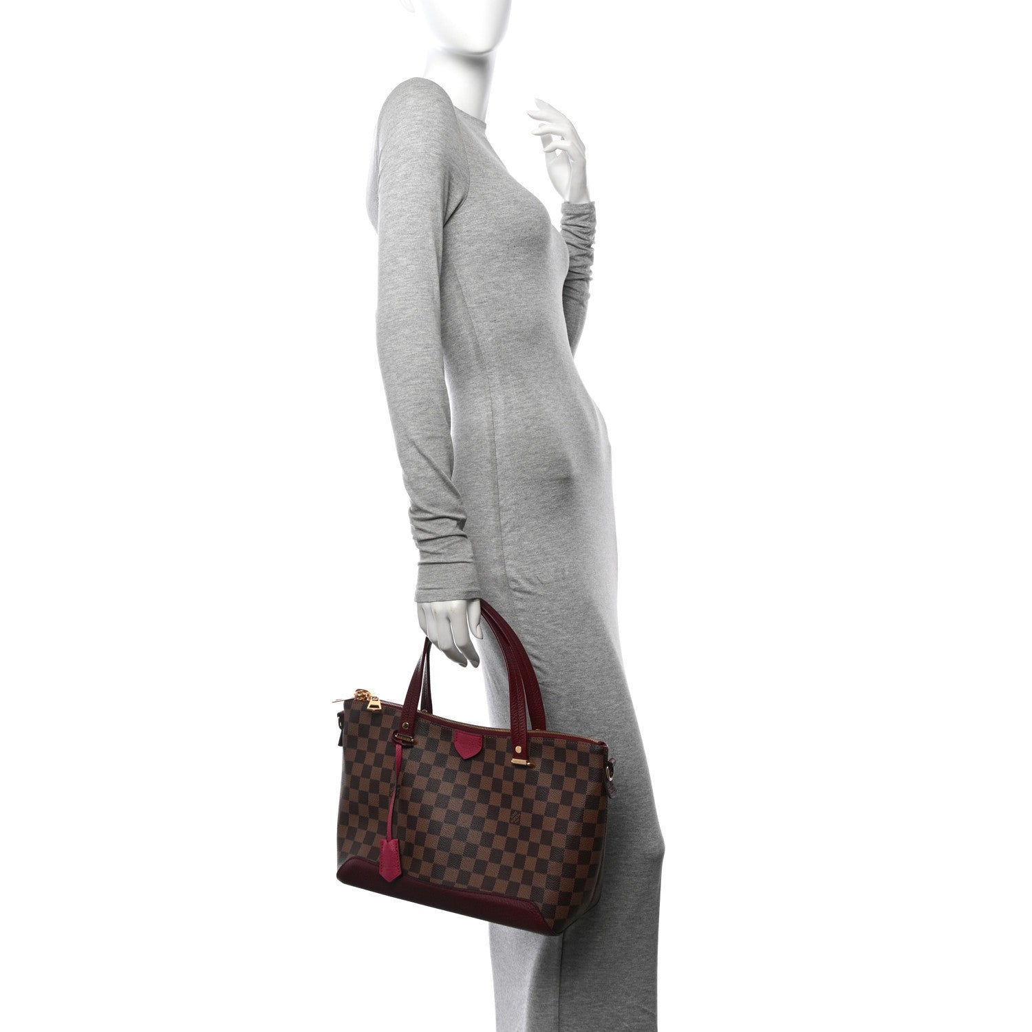 Louis Vuitton Damier Ebene Cuir Taurillon Hyde Park Fuchsia 2 of 12