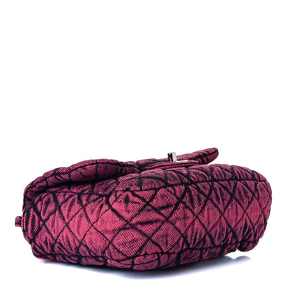 Chanel Washed Denim Quilted Small Denimpression Flap Red Black 4 of 12
